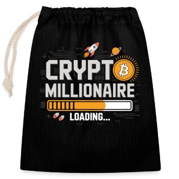 Crypto Loading – Become a Millionaire - Closable cotton gift bag (25x30cm) - black - Front