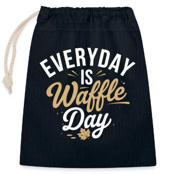 Every day waffle day is a miracle - Closable cotton gift bag (25x30cm) - navy - Front