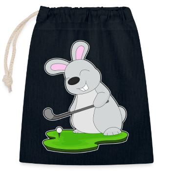 Hase Golf Golfschläger - Verschließbarer Geschenkbeutel aus Baumwolle (25x30cm) - Navy - Vorne