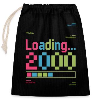 Pixel Retro Design Loading 2000 - Verschließbarer Geschenkbeutel aus Baumwolle (25x30cm) - Schwarz - Vorne