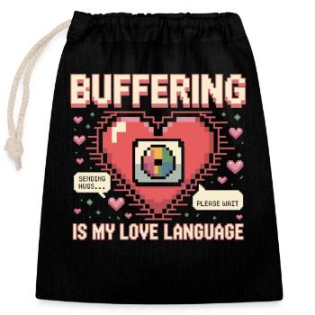 L’amour a besoin de temps de chargement – Chemise Nerd Pixel Heart - Sac cadeau en coton avec cordon (25 x 30 cm) - noir - Devant