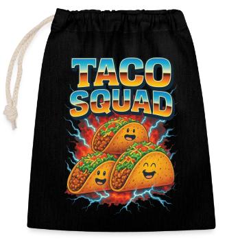 Tacos - Verschließbarer Geschenkbeutel aus Baumwolle (25x30cm) - Schwarz - Vorne