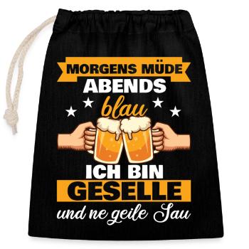 Geselle Facharbeiter Azubi Prüfung - Verschließbarer Geschenkbeutel aus Baumwolle (25x30cm) - Schwarz - Vorne