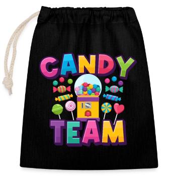 Candy Team Süßigkeiten Bonbons - Verschließbarer Geschenkbeutel aus Baumwolle (25x30cm) - Schwarz - Vorne