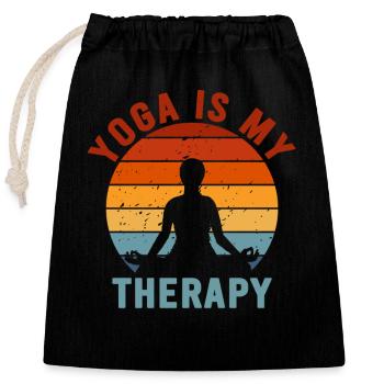 Le yoga est ma thérapie - Sac cadeau en coton avec cordon (25 x 30 cm) - noir - Devant