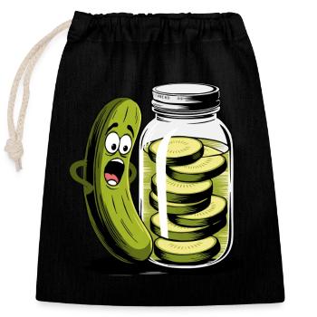Concombre Concombre Pot - Sac cadeau en coton avec cordon (25 x 30 cm) - noir - Devant