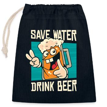 Save Water Drink Beer - Closable cotton gift bag (25x30cm) - navy - Front