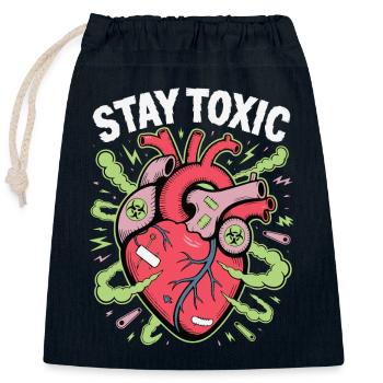 STAY TOXIC - Closable cotton gift bag (25x30cm) - navy - Front