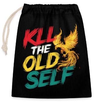 Motivationsshirt mit Flammen-Phönix - Verschließbarer Geschenkbeutel aus Baumwolle (25x30cm) - Schwarz - Vorne