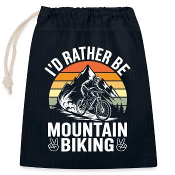 VTT Vélo Cyclisme - Sac cadeau en coton avec cordon (25 x 30 cm) - bleu marine - Devant