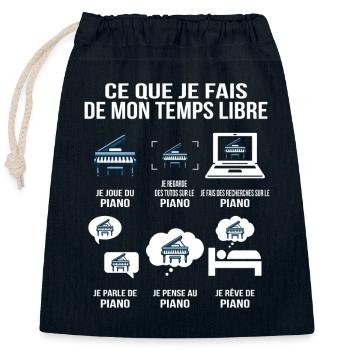 Ce que je fais de mon temps libre – T-shirt piano - Sac cadeau en coton avec cordon (25 x 30 cm) - bleu marine - Devant