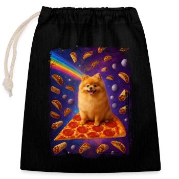 Pomeranian - Closable cotton gift bag (25x30cm) - black - Front