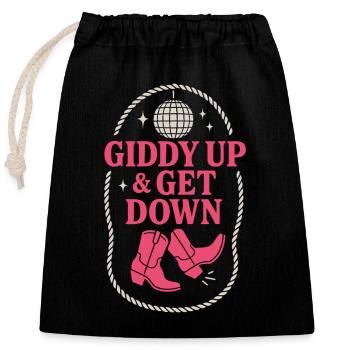 Disco Western Enterrement de vie de jeune fille - Sac cadeau en coton avec cordon (25 x 30 cm) - noir - Devant