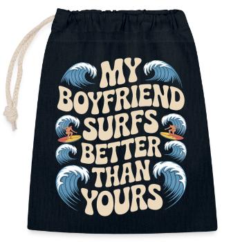 Surfez mon petit ami surfe mieux que le vôtre surfeur - Sac cadeau en coton avec cordon (25 x 30 cm) - bleu marine - Devant