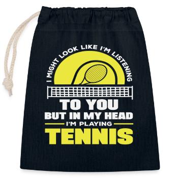 Tennis Spieler Ich Höre Zu Aber Denke An Tennis - Verschließbarer Geschenkbeutel aus Baumwolle (25x30cm) - Navy - Vorne