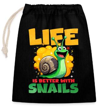 Snail - Closable cotton gift bag (25x30cm) - black - Front