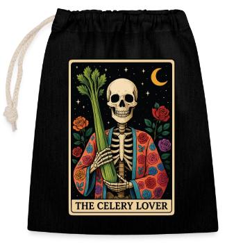 Celery Tarot - Closable cotton gift bag (25x30cm) - black - Front