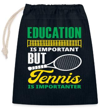 Pour les joueurs de tennis : l’entraînement est important mais - Sac cadeau en coton avec cordon (25 x 30 cm) - bleu marine - Devant