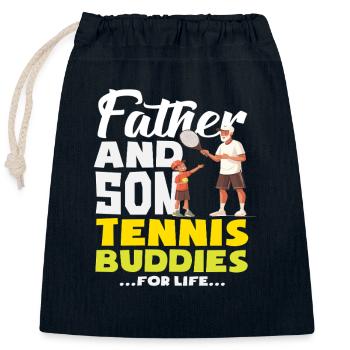 Père Fils Tennis Amis Joueur Pour La Vie - Sac cadeau en coton avec cordon (25 x 30 cm) - bleu marine - Devant