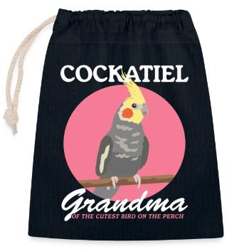 Cadeau propriétaire de l’oiseau calopsitte grand-mère - Sac cadeau en coton avec cordon (25 x 30 cm) - bleu marine - Devant