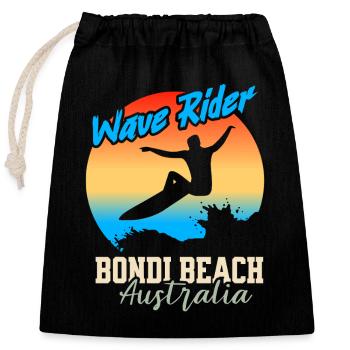 Wave rider australie Bondi Beach Verlau - Sac cadeau en coton avec cordon (25 x 30 cm) - noir - Devant
