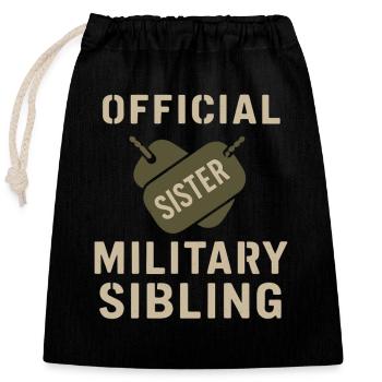 Fière armée sœur militaire frère sœur service famille - Sac cadeau en coton avec cordon (25 x 30 cm) - noir - Devant