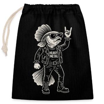 Heavy Metal Fisch Rockmusik Lustiger Goldfisch - Verschließbarer Geschenkbeutel aus Baumwolle (25x30cm) - Schwarz - Vorne