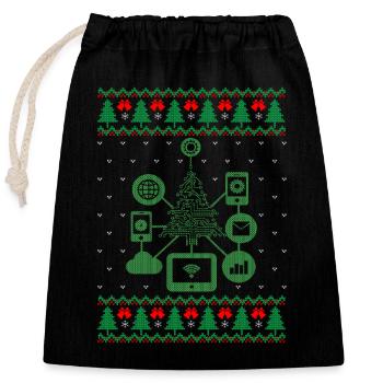 IT XMAS – Noël drôle de nerd - Sac cadeau en coton avec cordon (25 x 30 cm) - noir - Devant