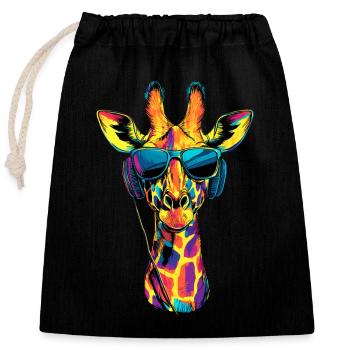 Giraffe Africa Love Safari Wilderness Cute Giraffes - Closable cotton gift bag (25x30cm) - black - Front