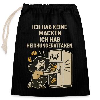 Cravings Fridge Saying Shirt - Closable cotton gift bag (25x30cm) - black - Front