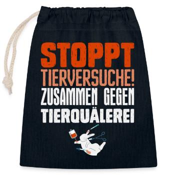 Tierschutz STOPPT TIERVERSUCHE ZUSAMMEN GEGEN - Verschließbarer Geschenkbeutel aus Baumwolle (25x30cm) - Navy - Vorne