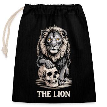 La chemise tête de lion - Sac cadeau en coton avec cordon (25 x 30 cm) - noir - Devant