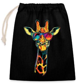 Giraffe Africa Love Safari Wilderness Cute Giraffes - Closable cotton gift bag (25x30cm) - black - Front