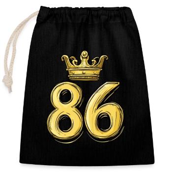 86 Number Krone - Closable cotton gift bag (25x30cm) - black - Front