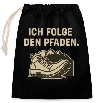 Wandern Berge Pfade Spruch - Verschließbarer Geschenkbeutel aus Baumwolle (25x30cm) - Schwarz - Vorne