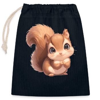Eichhörnchen - Verschließbarer Geschenkbeutel aus Baumwolle (25x30cm) - Navy - Vorne