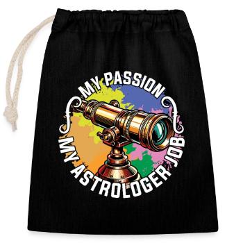 Astrologer My Passion My Astrology Fortune Teller - Closable cotton gift bag (25x30cm) - black - Front