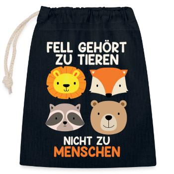 Tierschutz FELL GEHÖRT ZU TIEREN NICHT MENSCHEN - Verschließbarer Geschenkbeutel aus Baumwolle (25x30cm) - Navy - Vorne