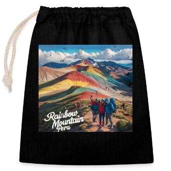 Rainbow Mountain Peru - Closable cotton gift bag (25x30cm) - black - Front
