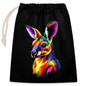 Wallaby Australia Outback Wild Sweet Kangaroo - Closable cotton gift bag (25x30cm) - black - Front