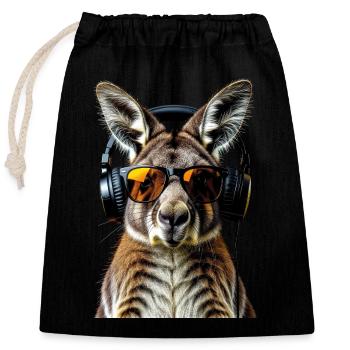 Wallaby Australia Outback Wild Sweet Kangaroo - Closable cotton gift bag (25x30cm) - black - Front