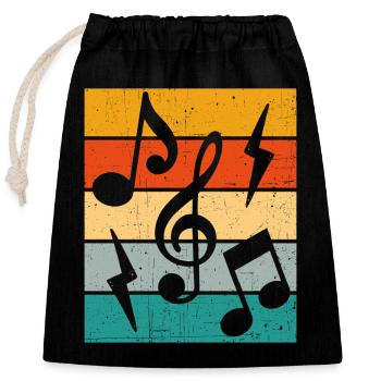 Musiknoten Retro - Verschließbarer Geschenkbeutel aus Baumwolle (25x30cm) - Schwarz - Vorne