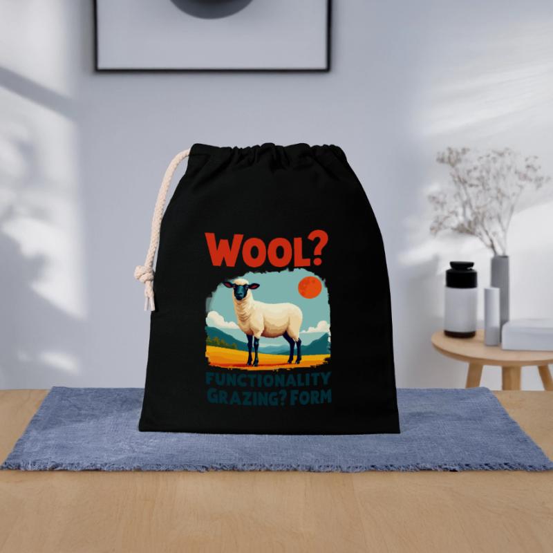 Wool? Functionality Willow? Form - Sheep Closable cotton gift bag (25x30cm)
