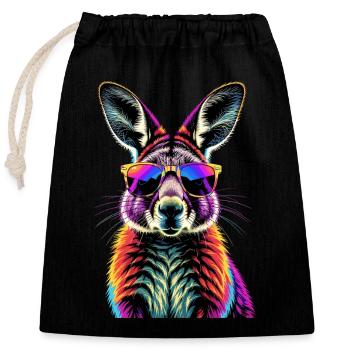 Wallaby Australie Outback Kangourou doux sauvage - Sac cadeau en coton avec cordon (25 x 30 cm) - noir - Devant