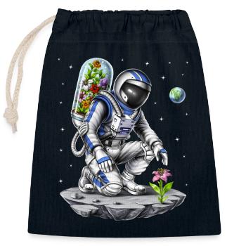 Botaniste astronaute spatial - Sac cadeau en coton avec cordon (25 x 30 cm) - bleu marine - Devant