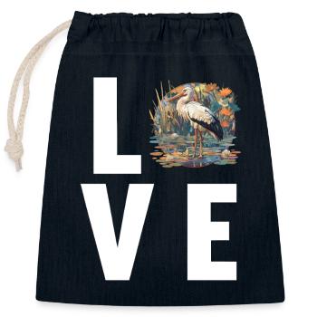 Störche Storch - Verschließbarer Geschenkbeutel aus Baumwolle (25x30cm) - Navy - Vorne