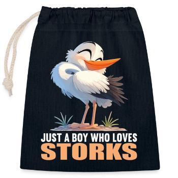 Störche Storch - Verschließbarer Geschenkbeutel aus Baumwolle (25x30cm) - Navy - Vorne