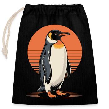 Eleganter Pinguin Sonnenuntergang - Verschließbarer Geschenkbeutel aus Baumwolle (25x30cm) - Schwarz - Vorne