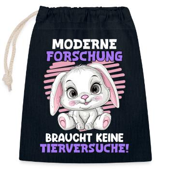 Tierschutz MODERNE FORSCHUNG BRAUCHT KEINE - Verschließbarer Geschenkbeutel aus Baumwolle (25x30cm) - Navy - Vorne