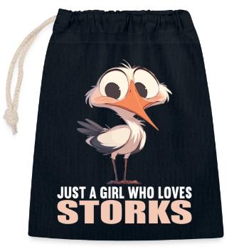Störche Storch - Verschließbarer Geschenkbeutel aus Baumwolle (25x30cm) - Navy - Vorne